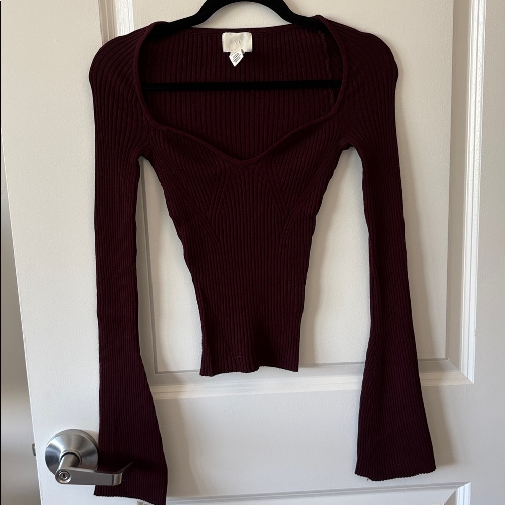 H&M Burgundy Ribbed Top
